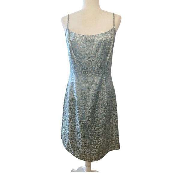 Scott McClintock Blue Vintage 1990s Satin Dress Size 10 Evening Prom Cocktail - Picture 1 of 8